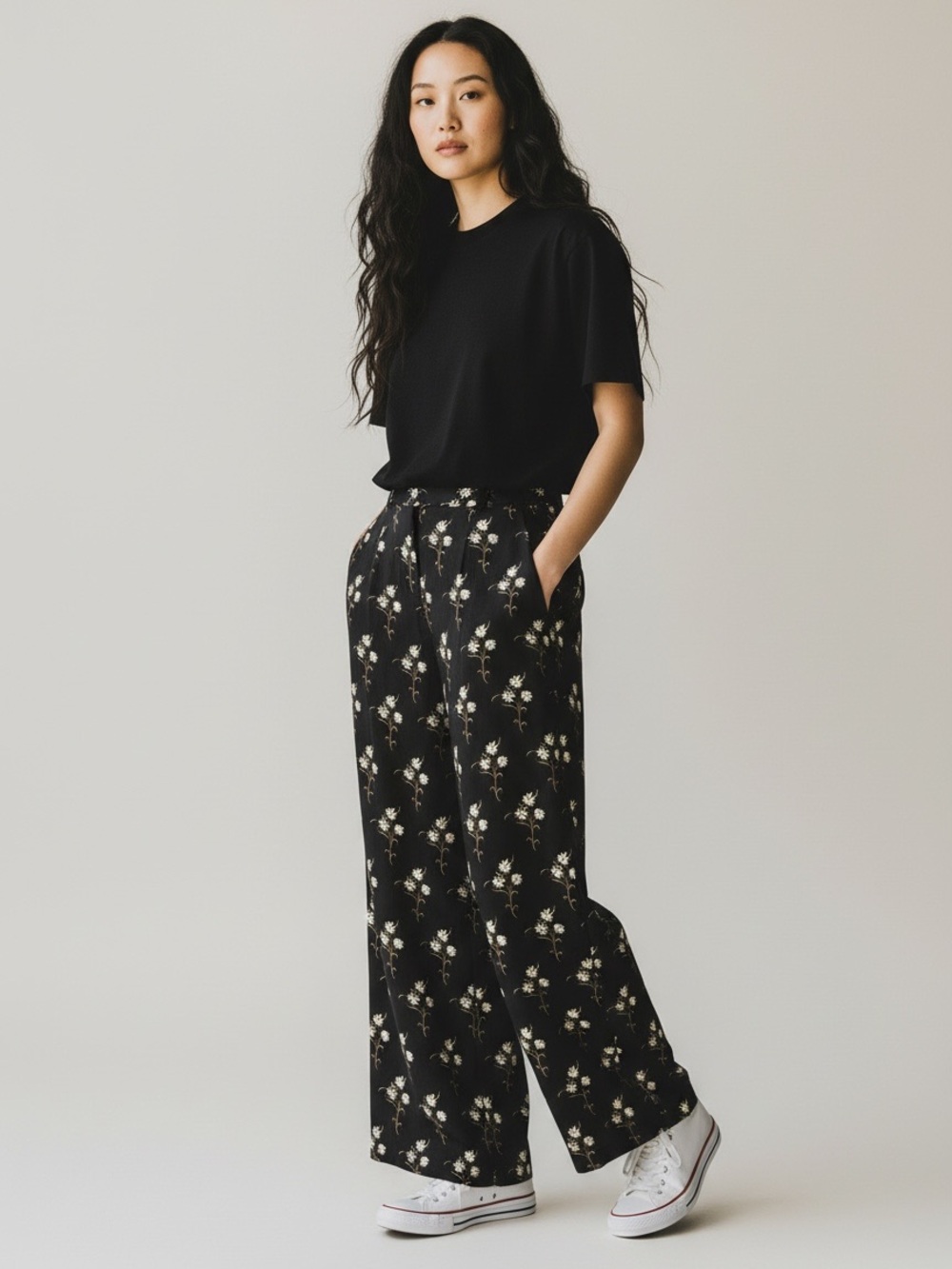 Anthropologie Wide Leg High Rise Pleated Silky Daisy Floral Pant. Size 8 #1676